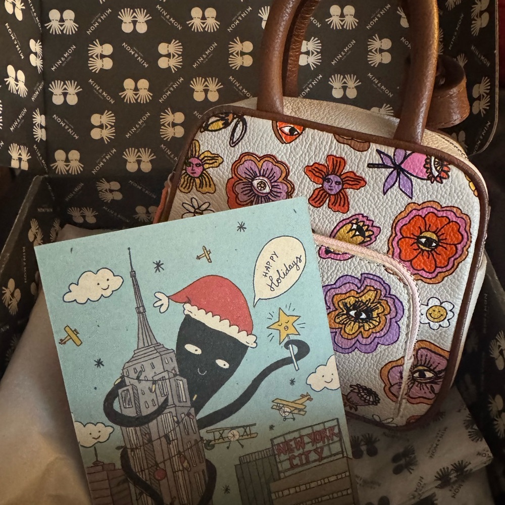 Marino Mini Crossbody Cream Leather Bag - Floral Vintage Print